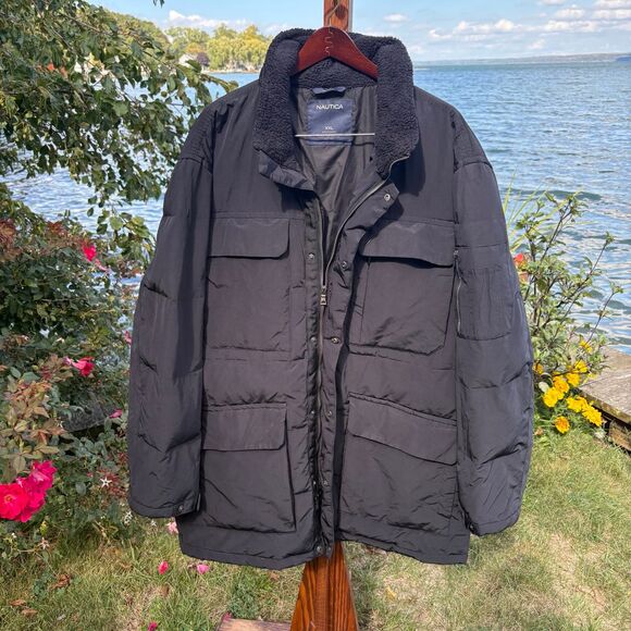 Nautica Insulated Winter Parka with Hood & 4 Pockets, True Black Men's XXL - Picture 2 of 15